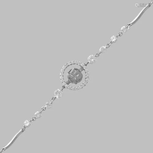 NEW 14K WHITE GOLD CZ 15 ANOS BRACELET FANCY