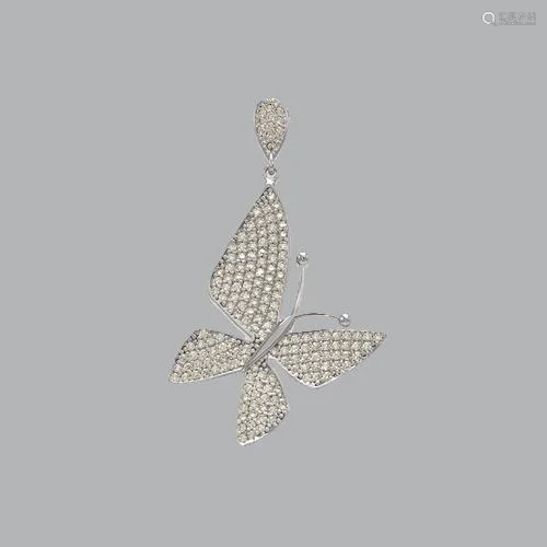 14K WHITE GOLD LADIES FANCY LARGE BUTTERFLY CZ