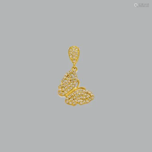 NEW 14K YELLOW GOLD LADIES FANCY SMALL BUTTERFLY