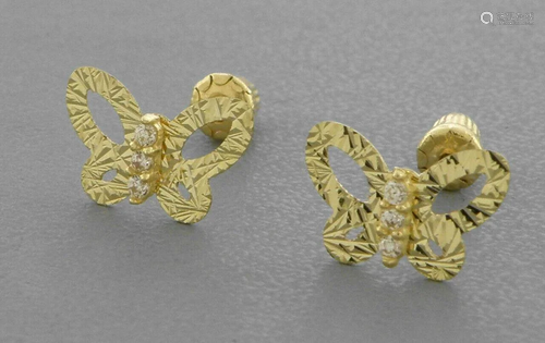 14K YELLOW GOLD CHILDRENS FANCY BUTTERFLY STUD …