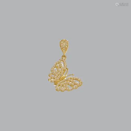 14K YELLOW GOLD LADIES FANCY MEDIUM BUTTERFLY CZ