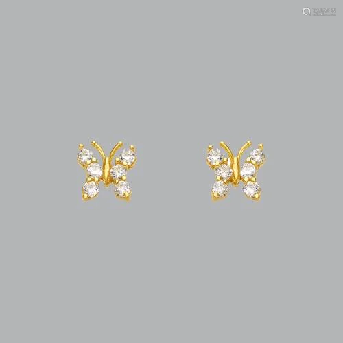 14K YELLOW GOLD CHILDREN'S FANCY BUTTERFLY CZ S…