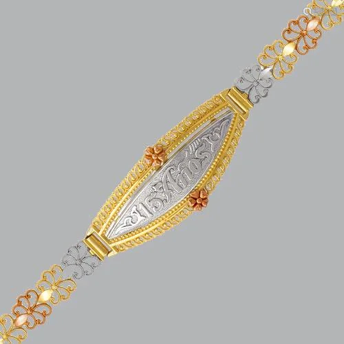 NEW 14K TRI COLOR GOLD 15 ANOS BRACELET FANCY DIAMOND