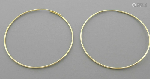 14K YELLOW GOLD ROUND HOOP TUBE EARRINGS 1.2mm LARGE