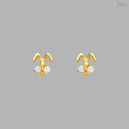 14K YELLOW GOLD CHILDREN'S FANCY BUNNY RABBIT …