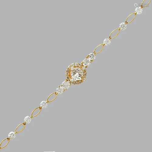 14K YELLOW GOLD LADIES FANCY CZ SET BRACELET