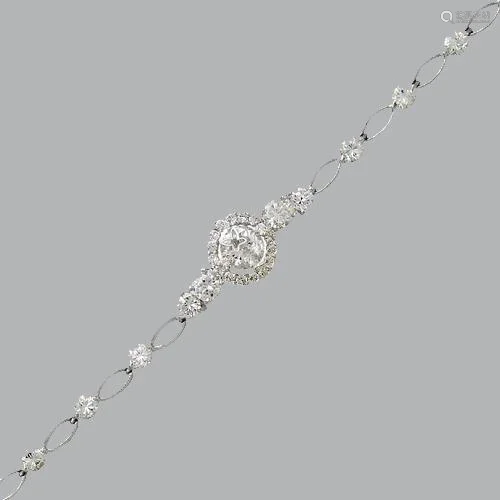 NEW 14K WHITE GOLD LADIES FANCY CZ SET BRACELET