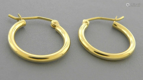 NEW 14K YELLOW GOLD ROUND HOOP TUBE EARRINGS 2mm