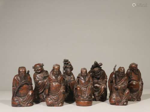 旧藏.竹雕手工雕刻八仙人物一组