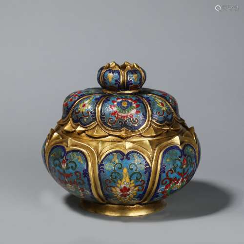 Chinese Cloisonne incense burner with pattern of lotus
