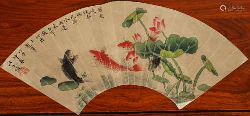 Chinese painting on fan - Jiang shishen
