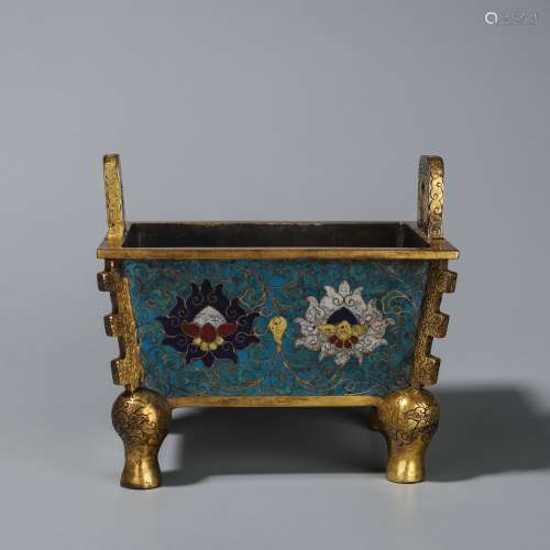 Chinese Cloisonne vessel with pattern of flower