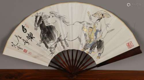 Chinese painting on fan - Fan Ceng