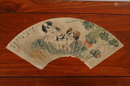 Chinese painting on fan - Cheng zhang