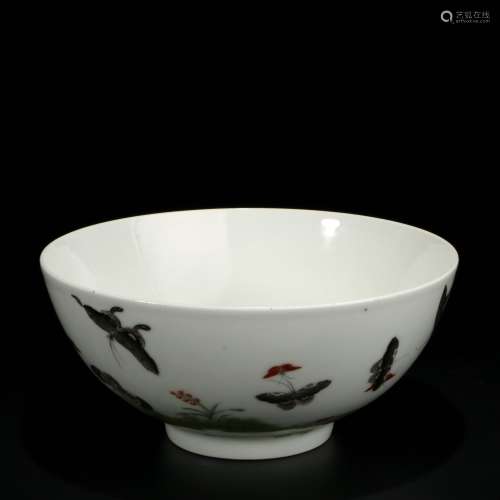 Chinese famille rose porcelain butterfly bowl