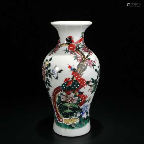 Chinese famille rose porcelain bottle with pattern of flower...