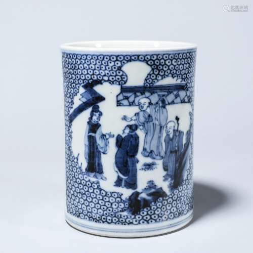 Chinese Blue and white porcelain brush pot