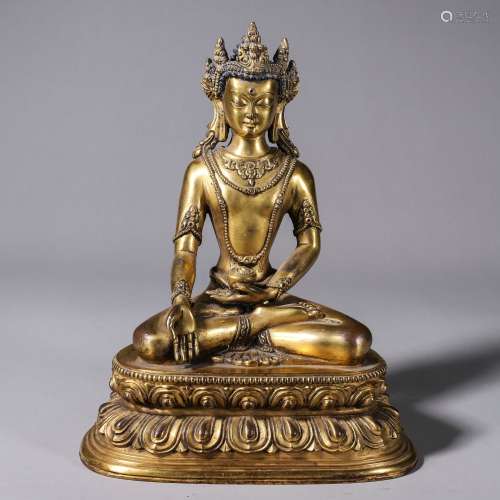 Chinese bronze gold gilded Buddha statue