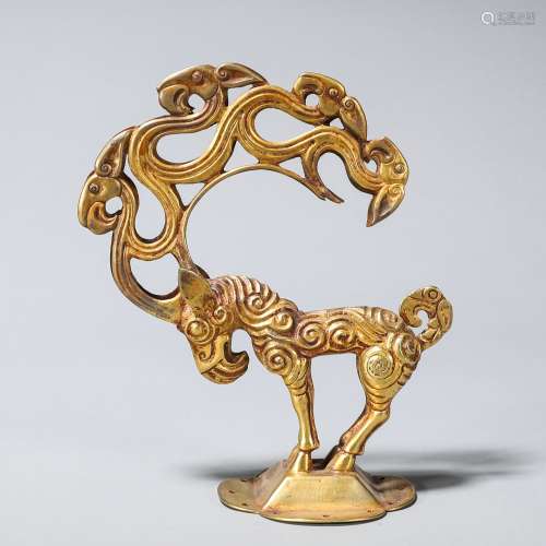 Chinese silver gold gilded deer statue