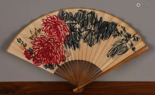 Chinese painting on fan - Qi Baishi