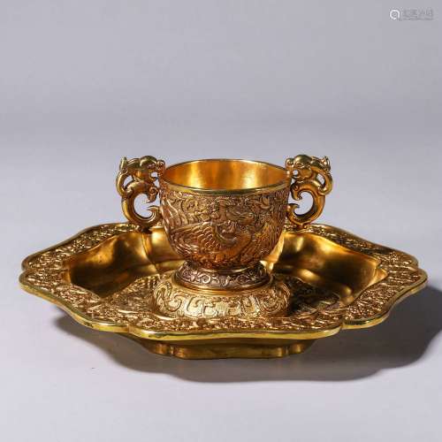 Chinese bronze gold collection gilded vessel