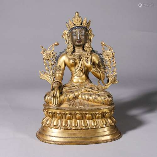 Chinese bronze gold collection gilded Tara Buddha statue