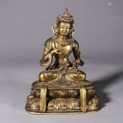 Chinese Bronze gold collection gilded Guanyin Buddha statue