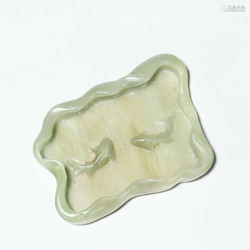Chinese old collection hetian jade brush washer