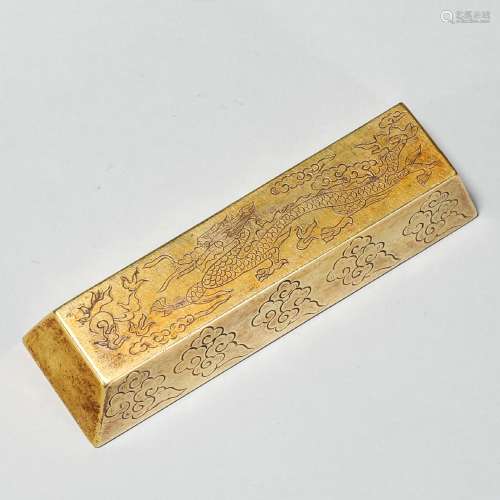 Chinese old collection bronze gold gilded ingots with patter...