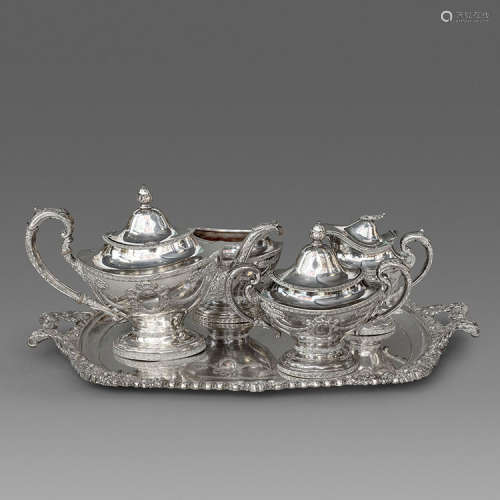 A set of silver coating tea set