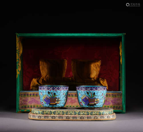A pair of Cloisonne cup