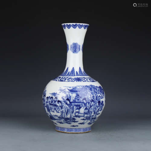 A blue and white vase