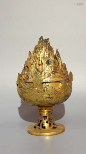 A gilt-bronze censer