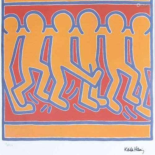 D'après Keith HARING (1958-1990) Sans titre (Figures jaunes ...