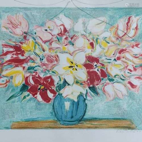 André COTTAVOZ (1922-2012) Bouquet de fleurs Lithographie Si...