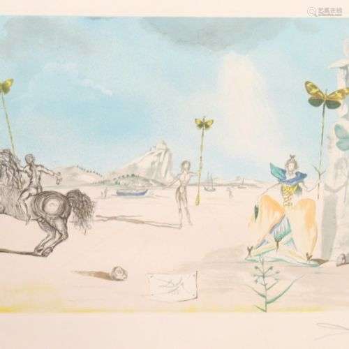 D'après Salvador DALI (1904-1989) Paysage surréaliste aux pa...