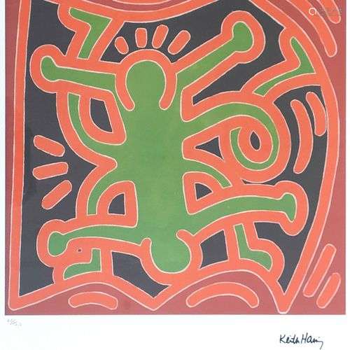 D'après Keith HARING (1958-1990) Sans titre (Figure verte su...