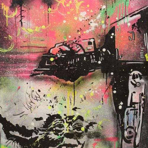 Adek RAMZI (Né en 1976) Starwarz, 2011 Acrylique et graff su...