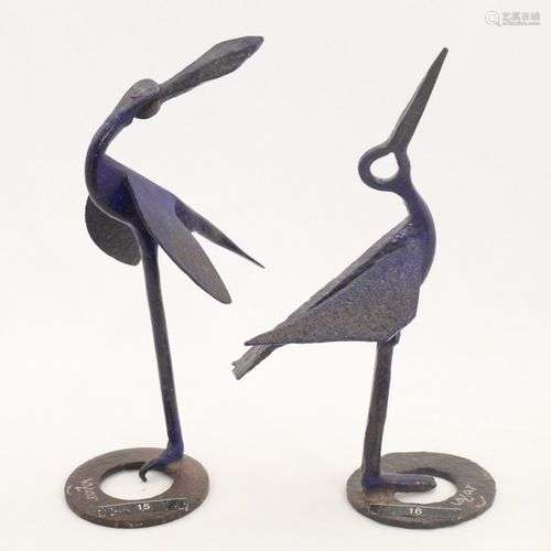 Eric VALAT (Né en 1961) Oiseaux bleus DEUX SCULPTURES en mét...