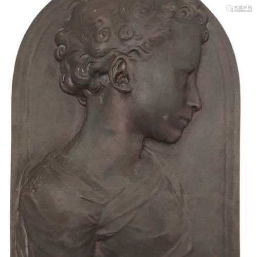 BAS-RELIEF en bronze, représentant un profil de jeune homme ...