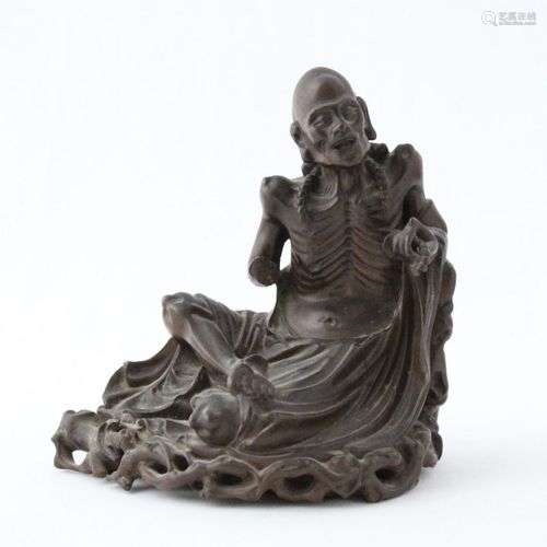 JAPON Période MEIJI (1868-1912) ASCETE en bois sculpté H. 16...