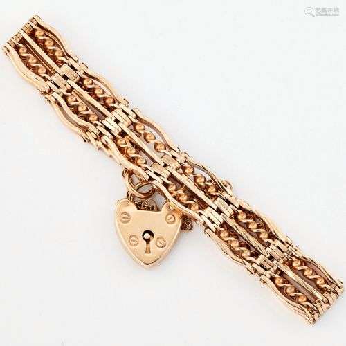 BRACELET EN OR 9CT FANCY GATE LINK, avec fermoir cadenas, po...