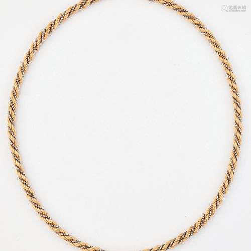 COLLIER EN OR 9CT BI-COLOR ROPE AND BOX LINK NECKLACE, poinç...