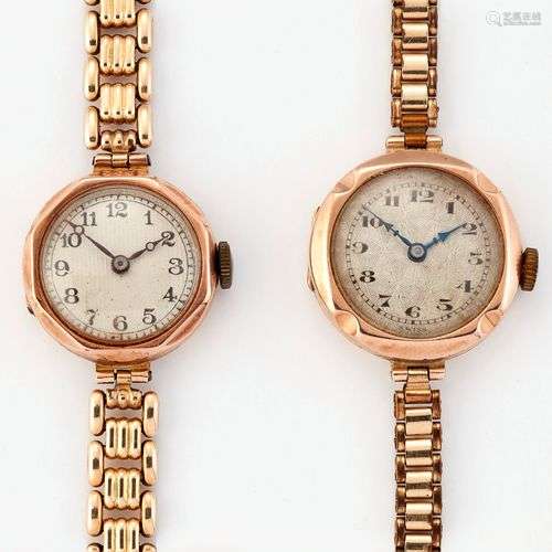 DEUX MONTRES BRACELET POUR DAMES, cadran circulaire en argen...