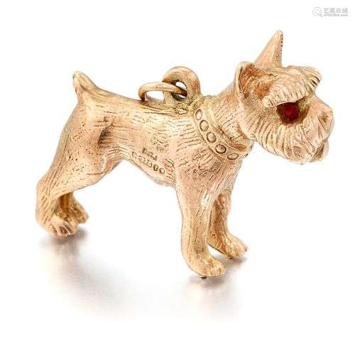 CHARME/PENDANT DE CHIEN SCHNAUZER EN OR 9CT, modelé dans une...