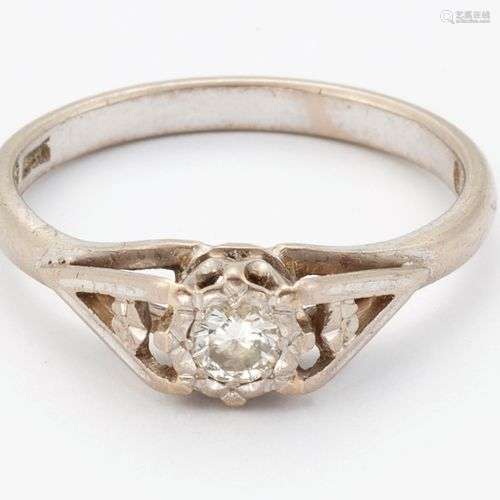 BAGUE EN DIAMANT SOLITAIRE, un diamant rond de taille brilla...