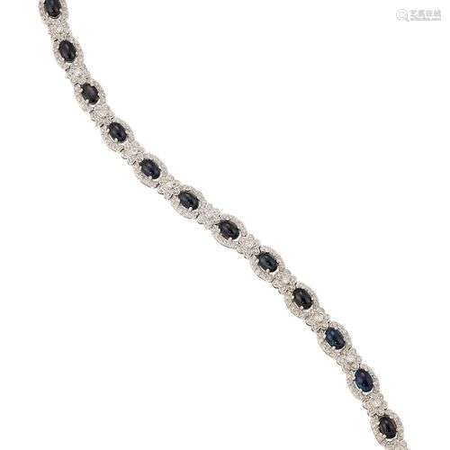 BRACELET EN SAPHIR ET DIAMANT, saphirs en cabochon ovale dan...