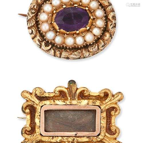 DEUX BROCHES GEORGES, COMPRENANT : UNE BROCHE EN AMETHYSTES ...