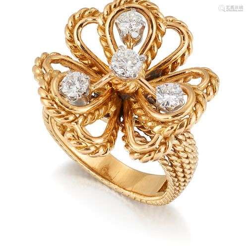 BAGUE EN DIAMANT, quatre diamants ronds de taille brillant d...