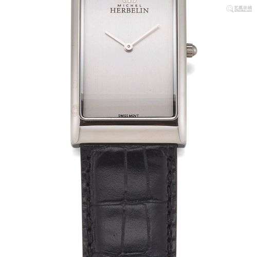 UNE MONTRE MICHEL HERBELIN EN ACIER POUR HOMMES, cadran rect...